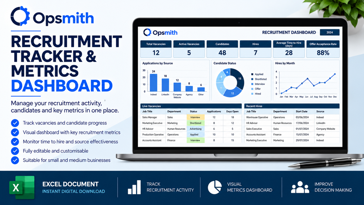 Standard Recruitment Tracker & Metrics Dashboard Template
